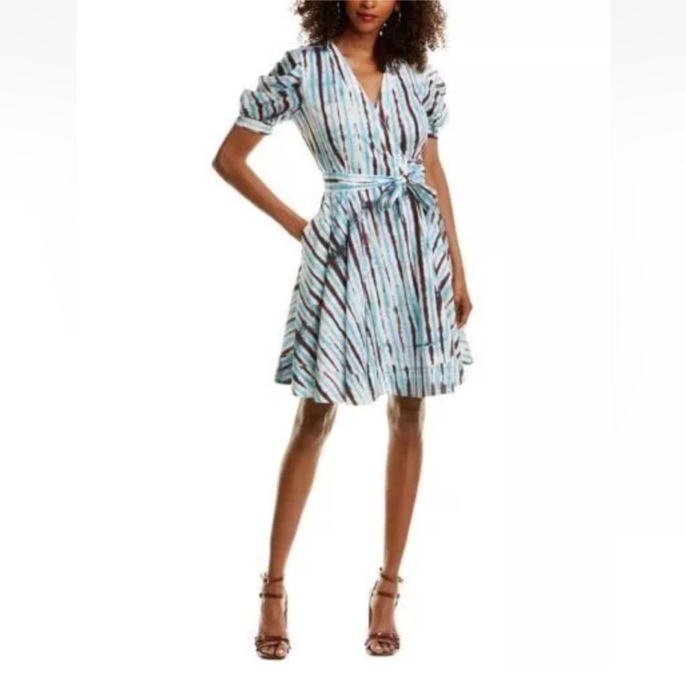 Diane Von Furstenberg Blue‎ Tie Dye Printed Indra Dress Cotton Small